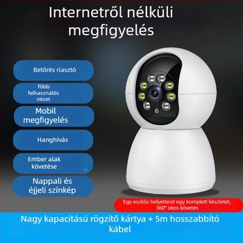 1080P vezeték nélküli megfigyelő kamera 360°-os PTZ-vel, intelligens követés és valós idejű interkom, éjjellátás