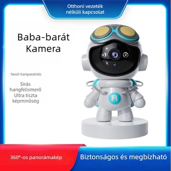 Vezeték nélküli beltéri kamera 360° panorámával, HD éjszakai látás, mozgásérzékelés, beltéri használatra, 5V tápegység, ABS műanyag