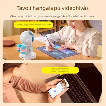 Vezeték nélküli beltéri kamera 360° panorámával, HD éjszakai látás, mozgásérzékelés, beltéri használatra, 5V tápegység, ABS műanyag