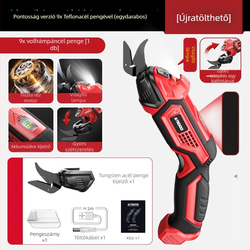 Airuidun Hordozható újratölthető elektromos olló, textilek és bőr ruházathoz, 5V Li-ion akkumulátor, kompakt, többszörös funkciójú