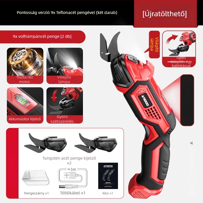 Airuidun Hordozható újratölthető elektromos olló, textilek és bőr ruházathoz, 5V Li-ion akkumulátor, kompakt, többszörös funkciójú