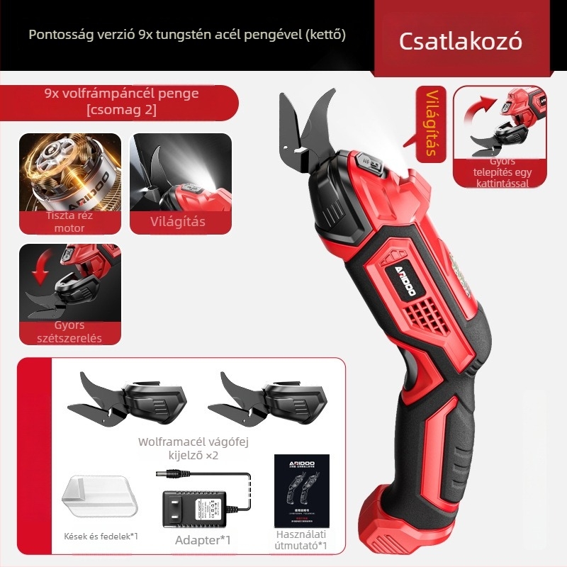 Airuidun Hordozható újratölthető elektromos olló, textilek és bőr ruházathoz, 5V Li-ion akkumulátor, kompakt, többszörös funkciójú