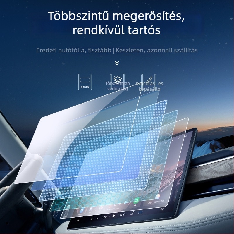 Xpeng P7 központi kijelzőjére szánt edzett üveg képernyővédő — egydarabos kialakítás, ujjlenyomat-mentes bevonat