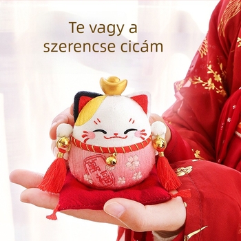 Kézzel hímzett Szerencse macska tasak — DIY készlet a saját hímzéshez, talisman a biztonságért, párnak szóló pénztárca, autó díszítés