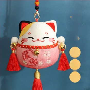 Kézzel hímzett Szerencse macska tasak — DIY készlet a saját hímzéshez, talisman a biztonságért, párnak szóló pénztárca, autó díszítés