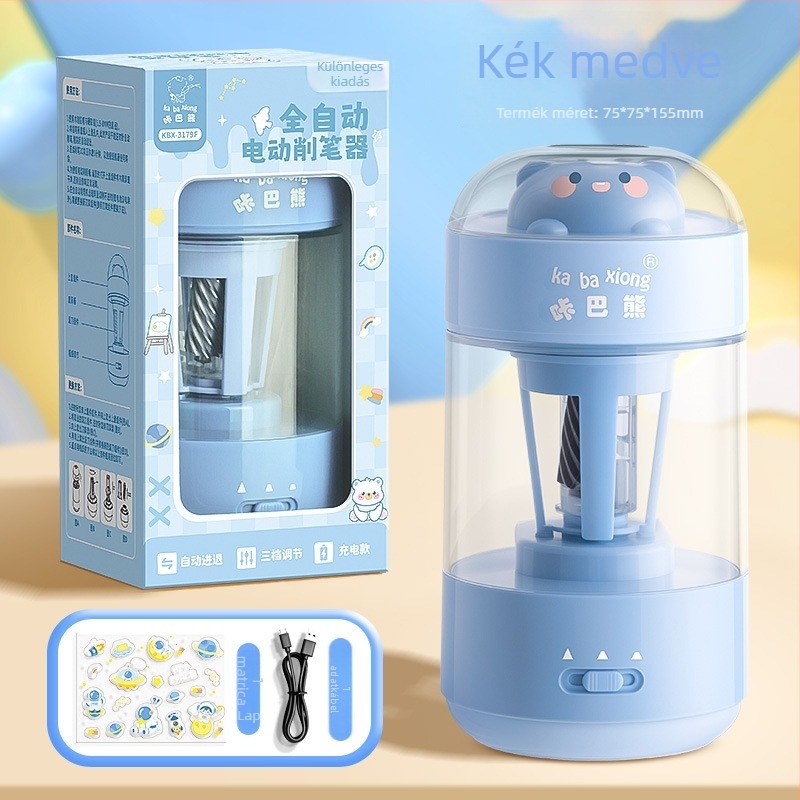 Kaba Bear KBX-3179 Elektromos ceruzahegyező – teljesen automata, műanyag, állatmotívum design, alkalmas gyerekeknek és tiniknek