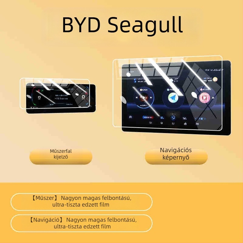 BYD Seagull Központi Konzol és Navigációs Kijelzővédő Üveg – Edzett üveg, Anti-ujjlenyomat, Egyesített védelem, Univerzális illeszkedés, Modellek 23-25