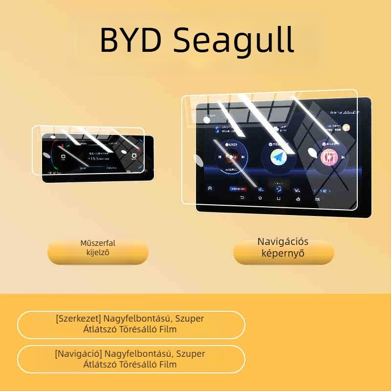 BYD Seagull Központi Konzol és Navigációs Kijelzővédő Üveg – Edzett üveg, Anti-ujjlenyomat, Egyesített védelem, Univerzális illeszkedés, Modellek 23-25