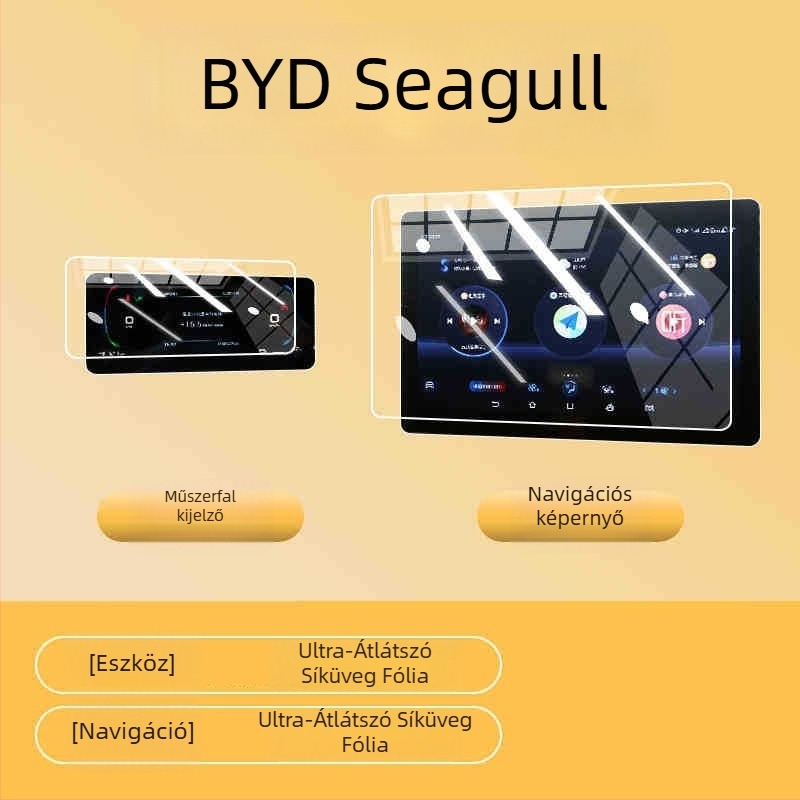 BYD Seagull Központi Konzol és Navigációs Kijelzővédő Üveg – Edzett üveg, Anti-ujjlenyomat, Egyesített védelem, Univerzális illeszkedés, Modellek 23-25