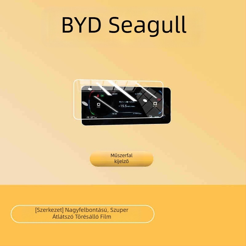 BYD Seagull Központi Konzol és Navigációs Kijelzővédő Üveg – Edzett üveg, Anti-ujjlenyomat, Egyesített védelem, Univerzális illeszkedés, Modellek 23-25