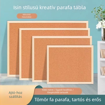 Egyrészes felakasztható parafatábla fa kerettel – fotók és üzenetek az irodába — karikatúra stílus