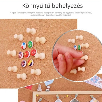 Egyrészes felakasztható parafatábla fa kerettel – fotók és üzenetek az irodába — karikatúra stílus