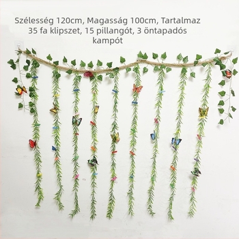 Fali fotódekoráció öntapadós kendervásznos klipszekkel, stil fa/indás, egyszerű dizájn, fúrás nélkül