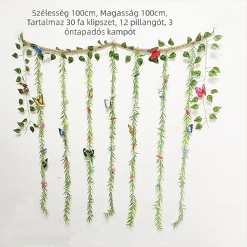 Fali fotódekoráció öntapadós kendervásznos klipszekkel, stil fa/indás, egyszerű dizájn, fúrás nélkül