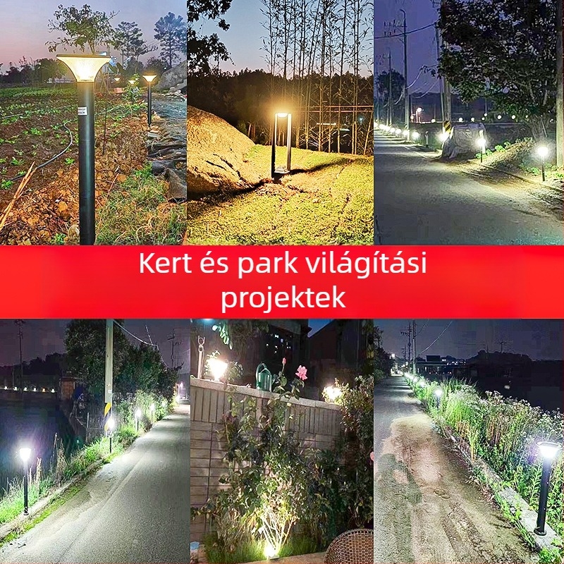 DONTA SG-2 kültéri napelemes LED földlámpa, alumínium, IP65, 7W, 6–12 órás üzemidő