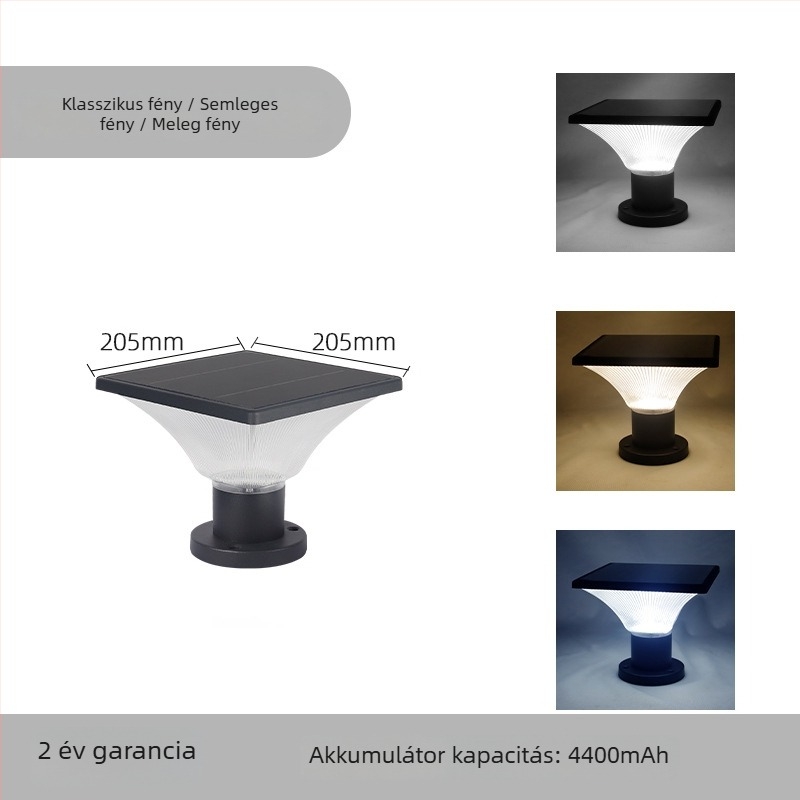 DONTA SG-2 kültéri napelemes LED földlámpa, alumínium, IP65, 7W, 6–12 órás üzemidő