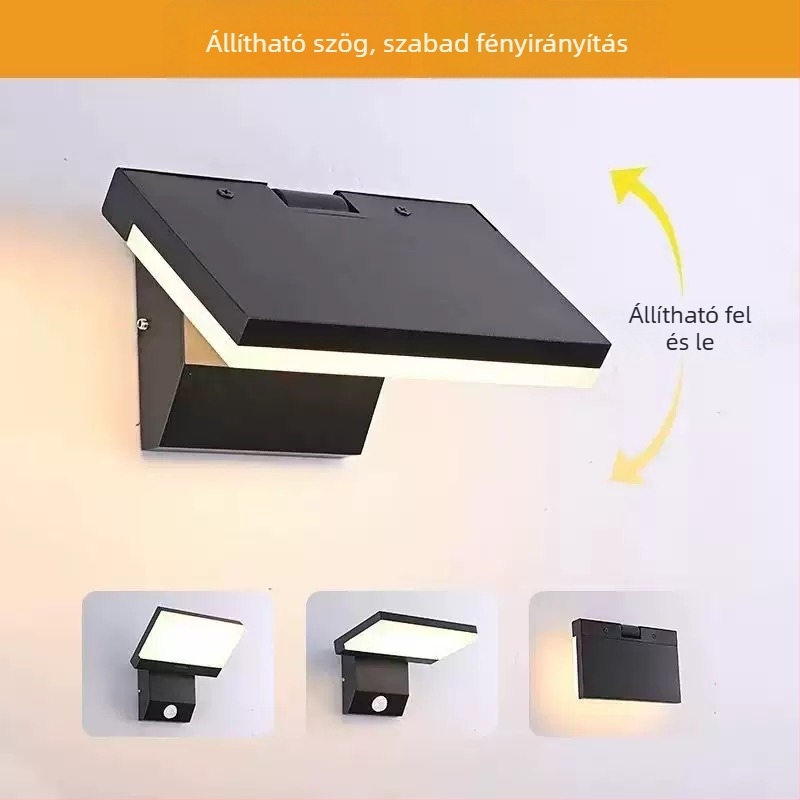 Vízálló kültéri fali világítás szenzorral villákhoz, kertekhez és erkélyekhez - összecsukható és forgatható, 220V, 36 LED, 990 lm, IP65, 3000-6500K