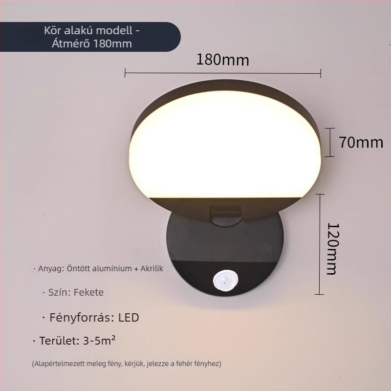 Vízálló kültéri fali világítás szenzorral villákhoz, kertekhez és erkélyekhez - összecsukható és forgatható, 220V, 36 LED, 990 lm, IP65, 3000-6500K