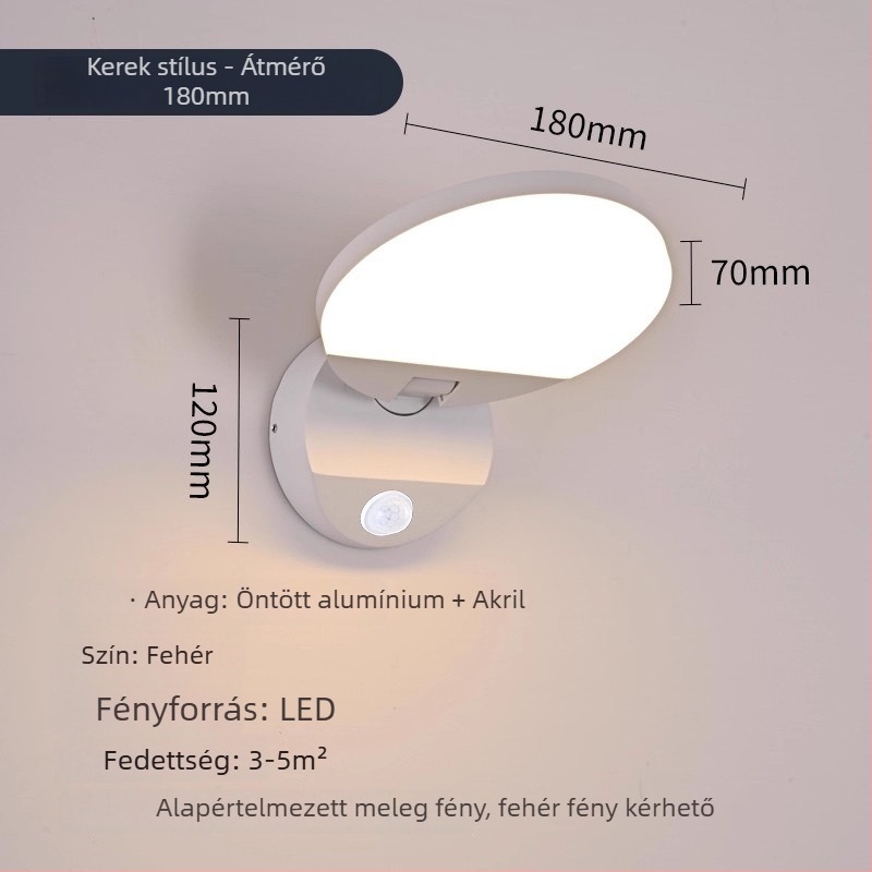 Vízálló kültéri fali világítás szenzorral villákhoz, kertekhez és erkélyekhez - összecsukható és forgatható, 220V, 36 LED, 990 lm, IP65, 3000-6500K