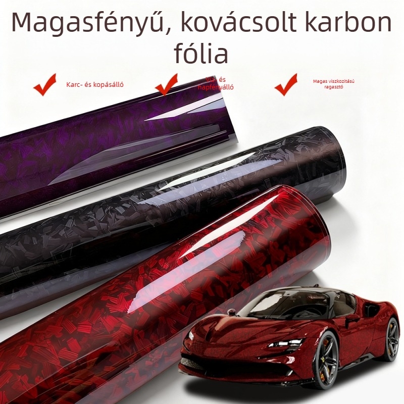 PET kovácsolt szénszálas színváltó matricák autó belső térhez, fényes fekete visszapillantó tükörrel és karosszéria bevonó fóliával