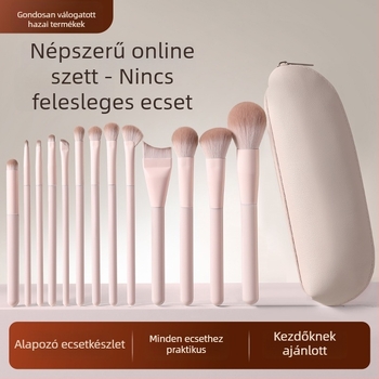 Rózsaszínű 10 darabos sminkecset készlet kezdőknek, puha szintetikus sörtékkel