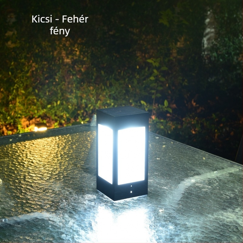 Napelemes oszloplámpa LED-del, kültéri IP65 védelem, 5W, 2.4V, indukciós kapcsoló, modell Square Column Head Lamp