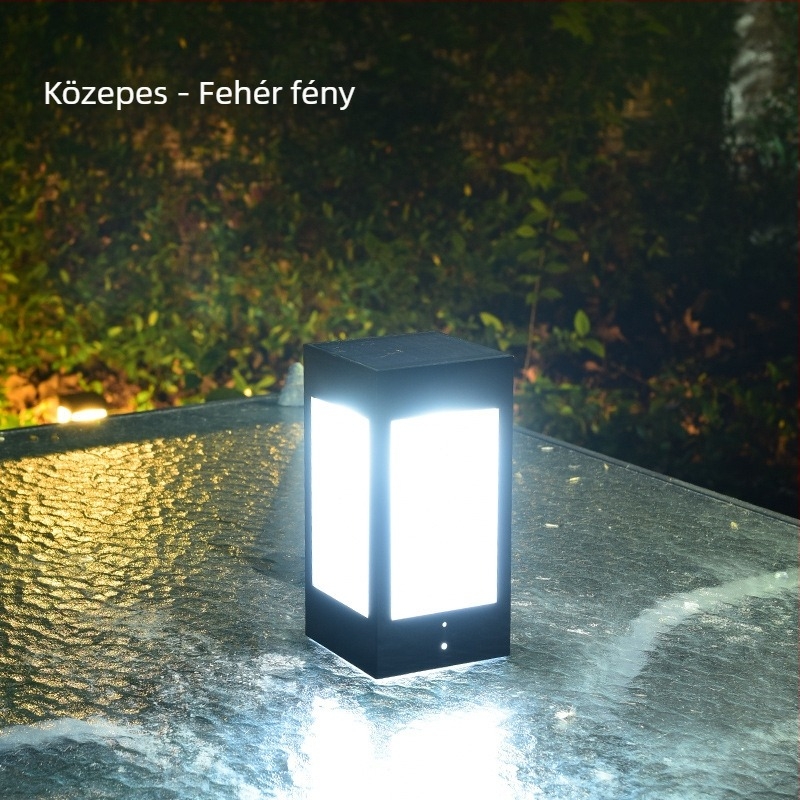 Napelemes oszloplámpa LED-del, kültéri IP65 védelem, 5W, 2.4V, indukciós kapcsoló, modell Square Column Head Lamp