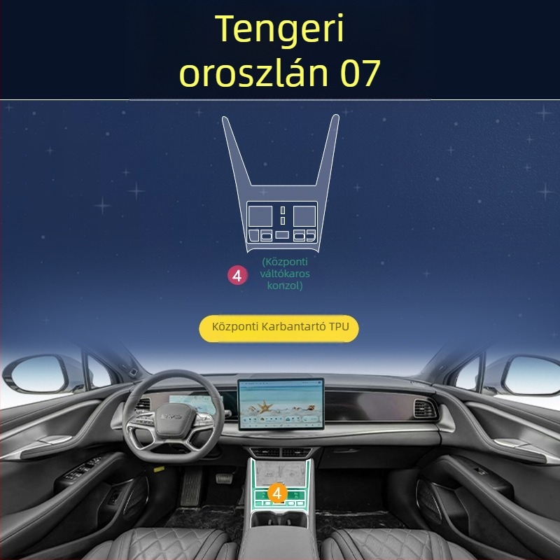 BYD Hiace 07EV belső központi kijelző és navigációs kijelző TPU edzett védőfilm – magas és alacsony hőmérséklet-ellenállás, általános felhasználás