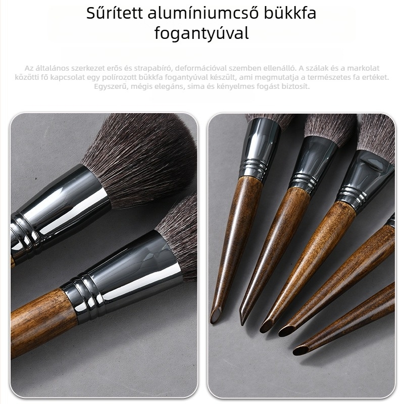 Állati szőrű sminkecset készlet, 30 darab, fa nyél