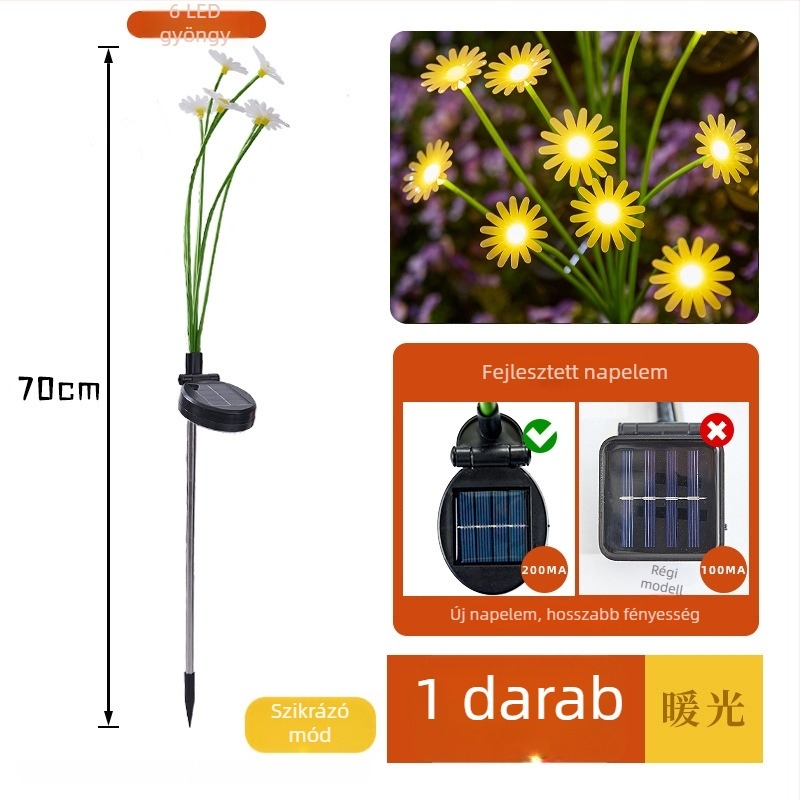 Daisy ground lamp – napelemes kültéri kertvilágítás, növény alakú, rozsdamentes acél, IP65, 3W, 6–12 óra működés