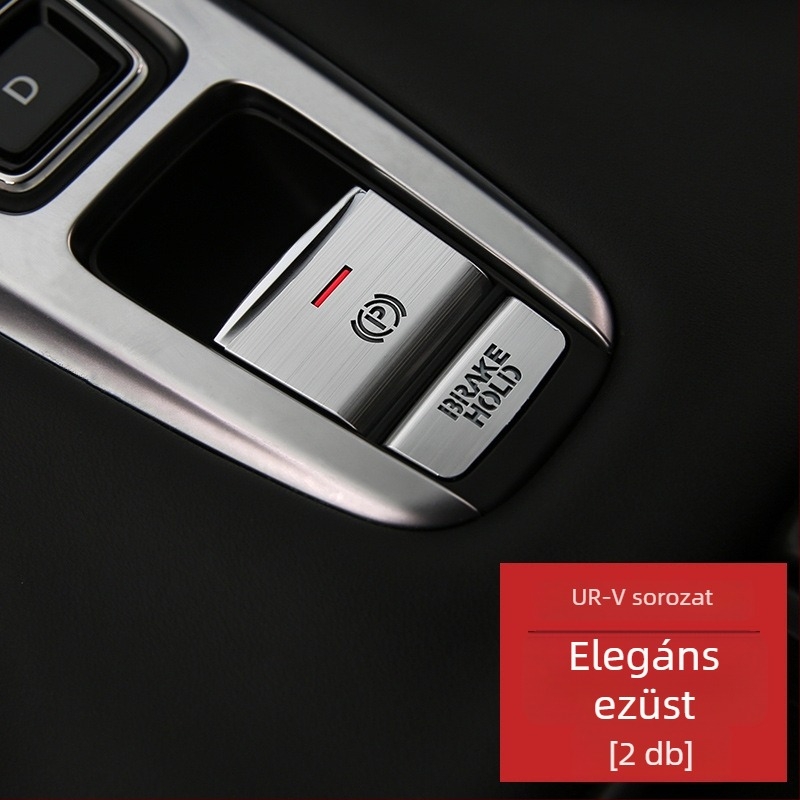 A Honda UR-V belső részéhez szánt alumínium ötvözet dekoratív matrica a váltókar és a kézifék környezetéhez (2017–2020), testreszabható feldolgozással.