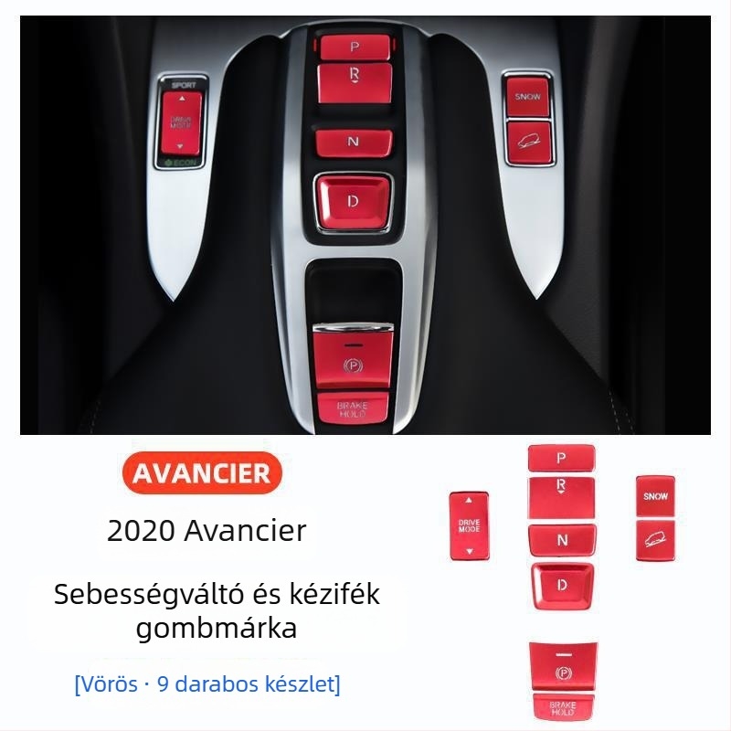 A Honda UR-V belső részéhez szánt alumínium ötvözet dekoratív matrica a váltókar és a kézifék környezetéhez (2017–2020), testreszabható feldolgozással.