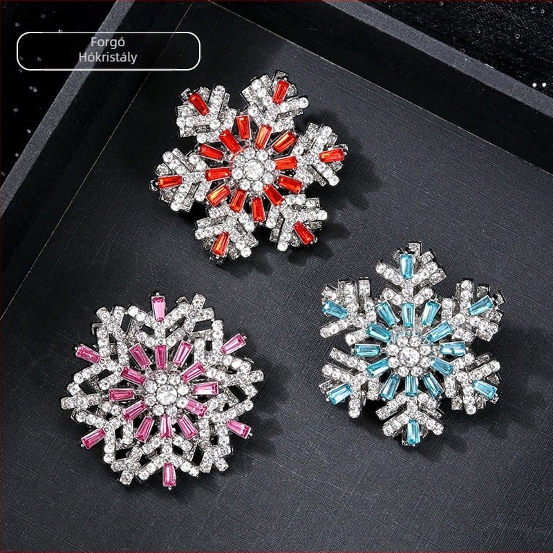 Xunxun cinkötvözetes hópehely brooch, geometriás dizájn, gyémántokkal díszített, uniszex, 2024 ősz