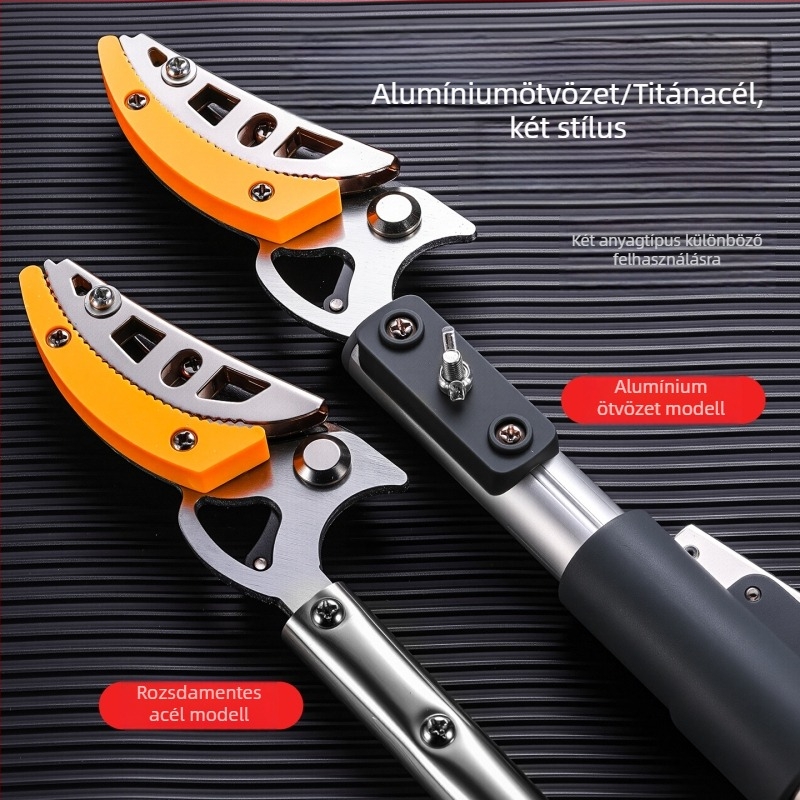 Többfunkciós gyümölcs- és metszőolló magaslatokról, rozsdamentes acélból, kinyújtható és visszahúzható