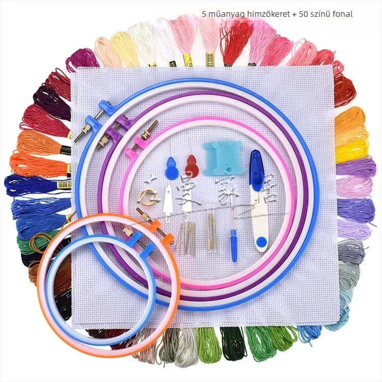 Zuuman hímzőkészlet gyűrűvel és kerettel, keresztszemes hímzéshez DIY, súly 0.7 kg