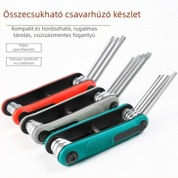 Összecsukható hatszögletű imbuszkulcs készlet belső hatszögfejekkel, króm-vanádium acélból