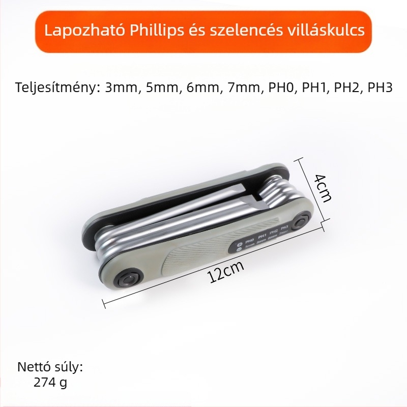 Összecsukható hatszögletű imbuszkulcs készlet belső hatszögfejekkel, króm-vanádium acélból