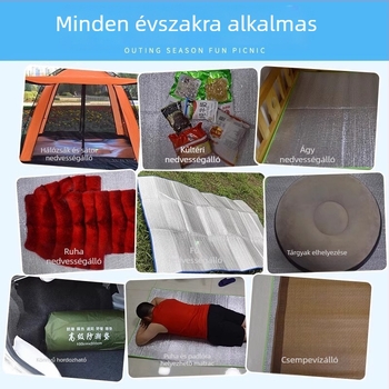 Páraálló kemping matrac, alumíniumfóliából, 3 mm vastagság, 200 g, összecsukható, 4–8 fő számára