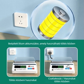 Elektronikus precíziós mérleg, modell Jx balance scale, 10 kg terhelhetőség, elektronikus mérés, akkumulátoros működés, ékszerekhez