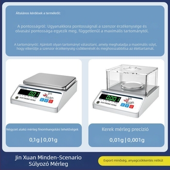 Elektronikus precíziós mérleg, modell Jx balance scale, 10 kg terhelhetőség, elektronikus mérés, akkumulátoros működés, ékszerekhez
