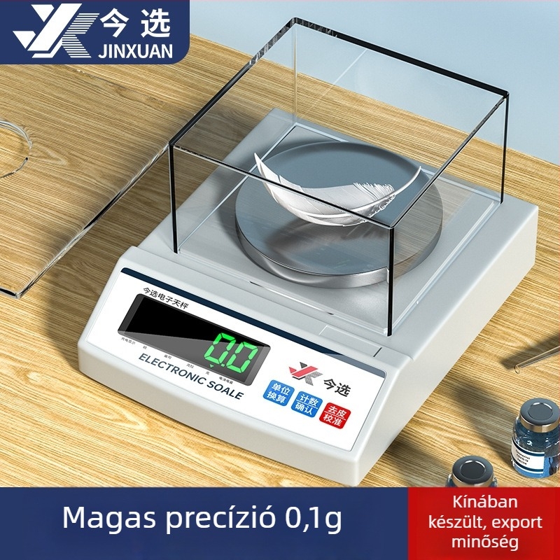 Elektronikus precíziós mérleg, modell Jx balance scale, 10 kg terhelhetőség, elektronikus mérés, akkumulátoros működés, ékszerekhez