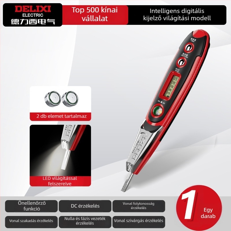 Delixi Electric professzionális teszt toll elektromérnököknek intelligens érzékeléssel, digitális kijelzővel, többfunkciós vezeték-szakadás-tesztelő