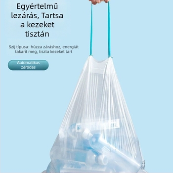 Vastagított húzózsinóros szemetes zacskók automata zárással, PE anyagból, nem lebomló