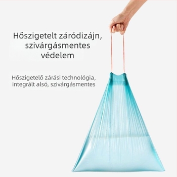 Vastagított húzózsinóros szemetes zacskók automata zárással, PE anyagból, nem lebomló