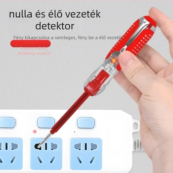 Kétfunkciós feszültség-teszt toll és csavarhúzó, lapos- és Phillips fejű, 220V kompatibilis