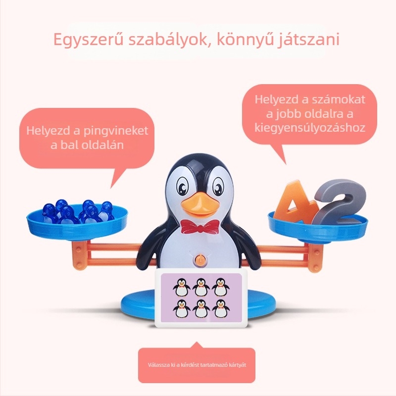 Pingvines egyensúlyjáték 3–6 éveseknek – számfelismerés, kognitív fejlesztés, ABS műanyag