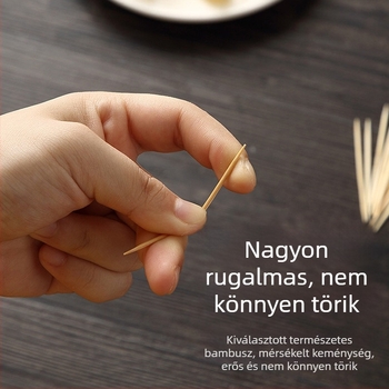 Bambusz fogpiszkáló, egyszer használatos, kétoldalas – dobozos, hordozható