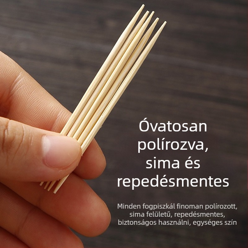 Bambusz fogpiszkáló, egyszer használatos, kétoldalas – dobozos, hordozható