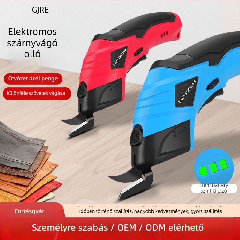 Textilvágó elektromos olló - vezeték nélküli, újratölthető lítium akkumulátor, 4,2V, bőr, karton, textil és szőnyegekhez
