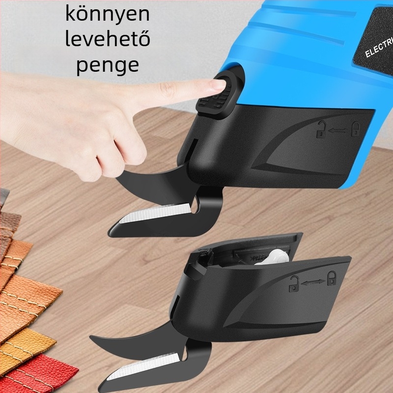 Textilvágó elektromos olló - vezeték nélküli, újratölthető lítium akkumulátor, 4,2V, bőr, karton, textil és szőnyegekhez
